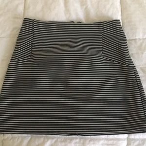 Black and white striped Topshop mini skirt.